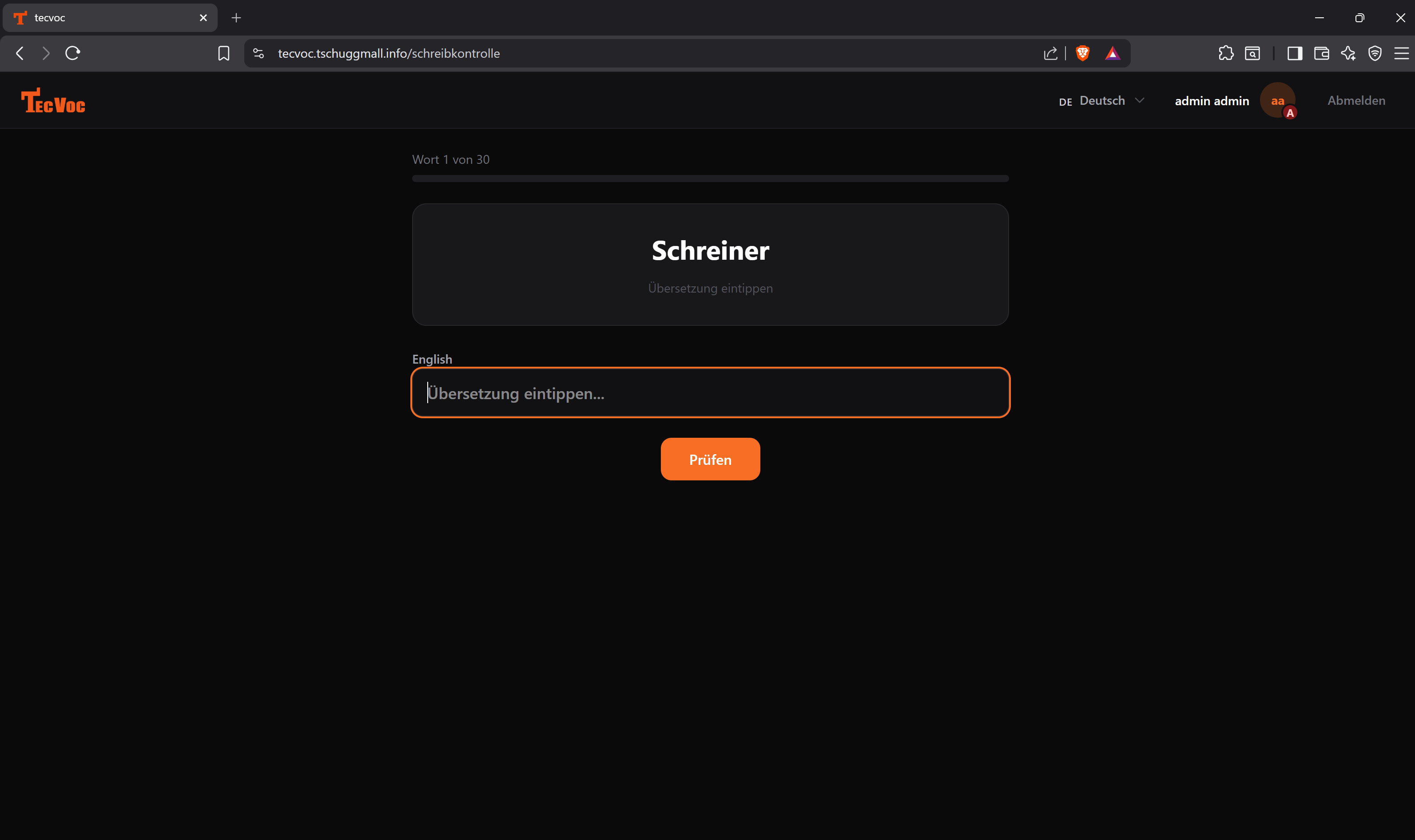 TecVoc Schreibkontrolle
